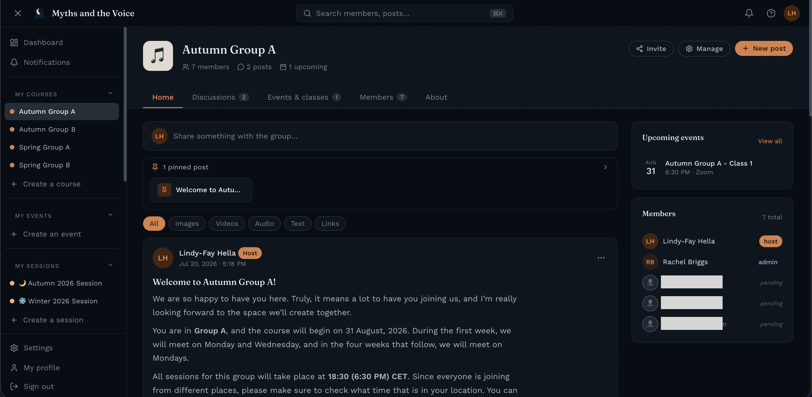 Preview screenshot of Myths and the Voice Workshop App
